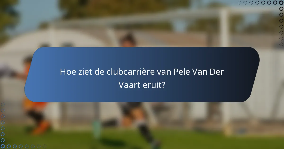 Hoe ziet de clubcarrière van Pele Van Der Vaart eruit?