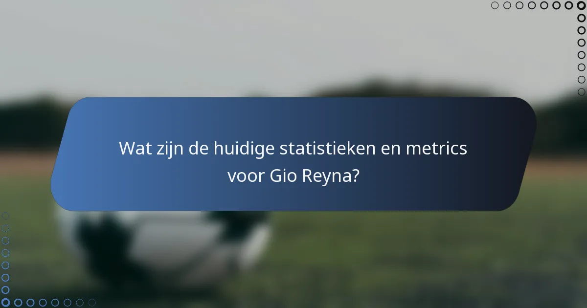 Wat zijn de huidige statistieken en metrics voor Gio Reyna?